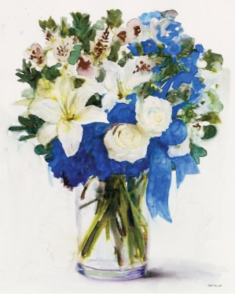 Picture of WHITE AND NAVY FLORAL ARRANGEMENT I