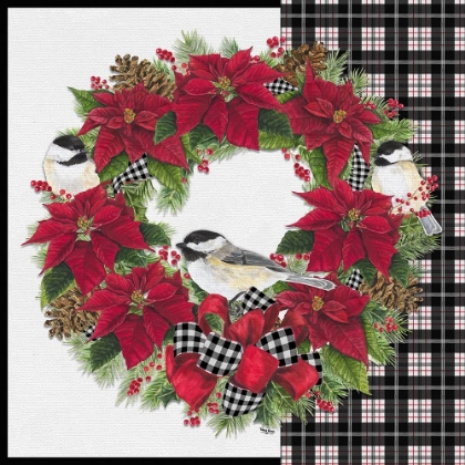 Picture of CHICKADEE CHRISTMAS RED V WREATH
