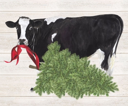 Picture of CHRISTMAS ON THE FARM II-COW WITH TREE