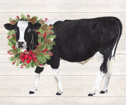 Picture of CHRISTMAS ON THE FARM III-COW WITH WREATH