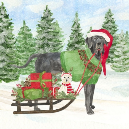 Picture of DOG DAYS OF CHRISTMAS II-SLED WITH GIFTS