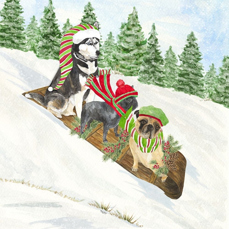 Picture of DOG DAYS OF CHRISTMAS III-SLEDDING