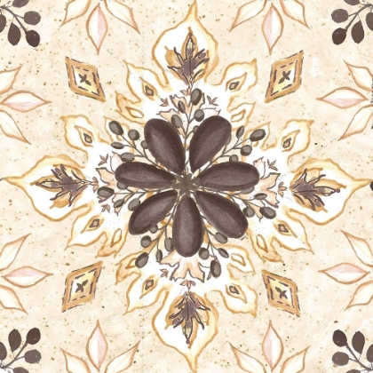 Picture of WARM TRIBAL TEXTURE FLORAL MEDALLION