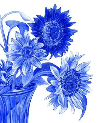 Picture of CHINA SUNFLOWERS BLUE I 
