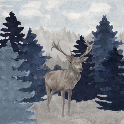 Picture of BLUE CLIFF MOUNTAINS SCENE II-DEER