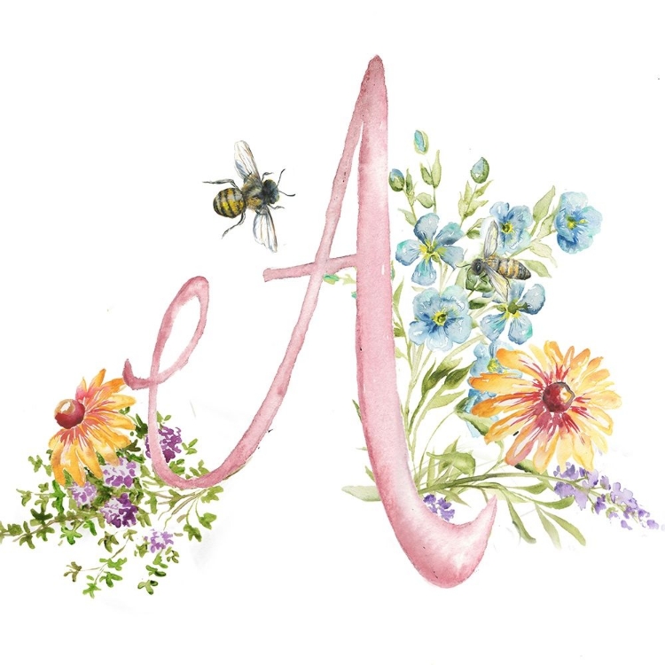 Picture of WATERCOLOR HERB BLOSSOM MONOGRAM A