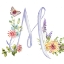Picture of WATERCOLOR HERB BLOSSOM MONOGRAM M