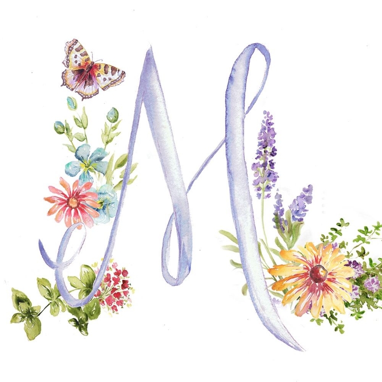 Picture of WATERCOLOR HERB BLOSSOM MONOGRAM M