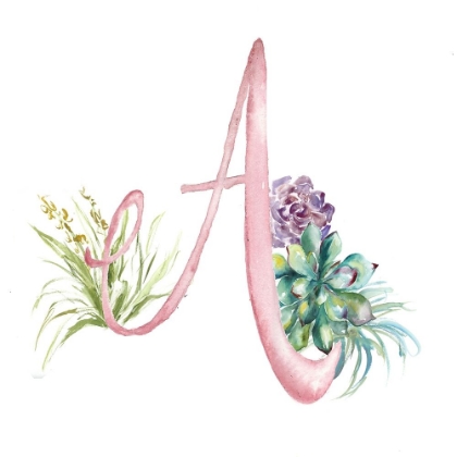 Picture of WATERCOLOR SUCCULENT MONOGRAM A