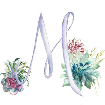 Picture of WATERCOLOR SUCCULENT MONOGRAM M