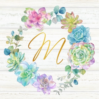 Picture of SWEET SUCCULENTS WREATH MONOGRAM M GOLD