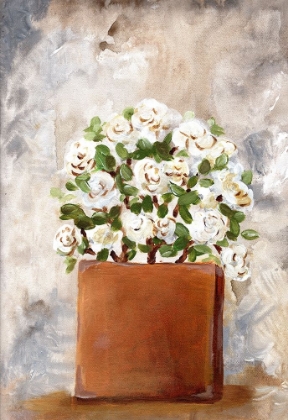 Picture of WHITE FLOWER CLAY POT II