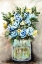 Picture of BLUE AND YELLOW  FLORAL MASON JAR