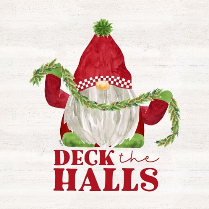 Picture of GNOME FOR CHRISTMAS SENTIMENT III-DECK THE HALLS