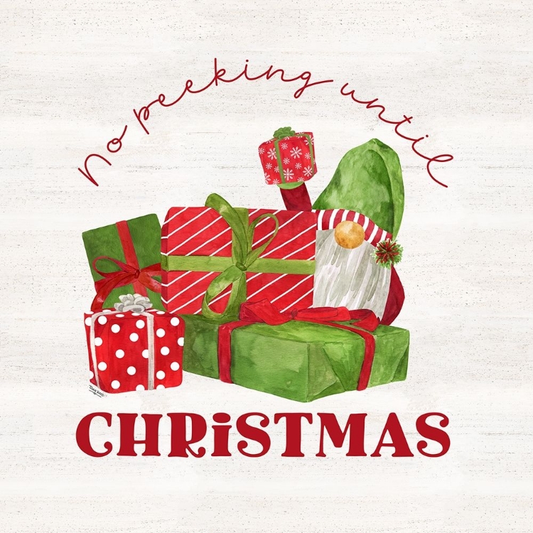 Picture of GNOME FOR CHRISTMAS SENTIMENT VII-NO PEEKING