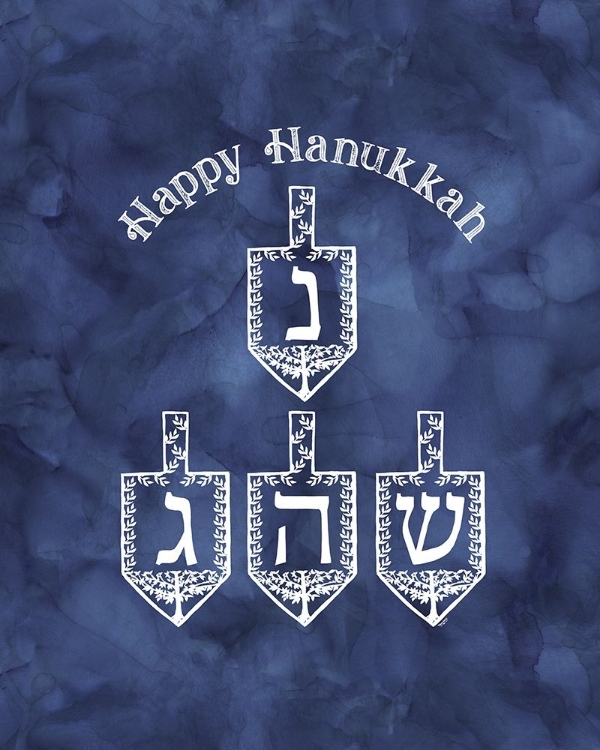 Picture of FESTIVAL OF LIGHTS BLUE PORTRAIT I-HAPPY HANUKKAH