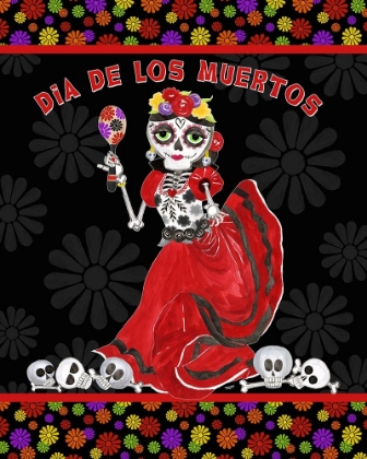 Picture of DAY OF THE DEAD PORTRAIT I-DANCING WOMAN ON BLACK