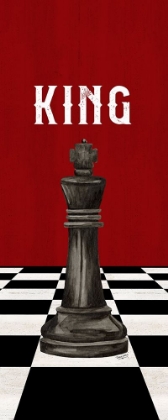 Picture of RATHER BE PLAYING CHESS PIECES BLACK ON RED PANEL V-KING