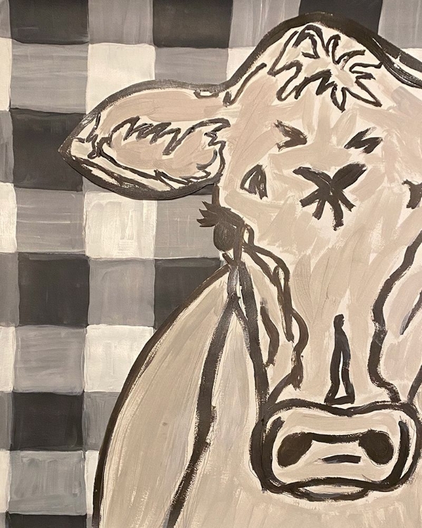 Picture of FARM SKETCH COW BUFFALO PLAID