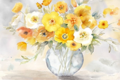 Picture of BRIGHT POPPIES  VASE YELLOW GRAY