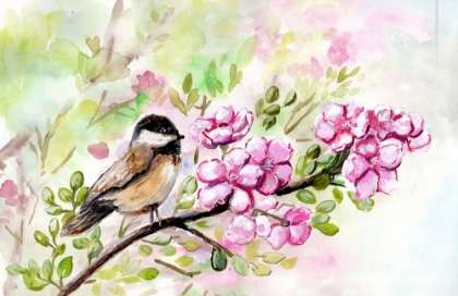 Picture of SPRING  CHICKADEE AND APPLE BLOSSOMS