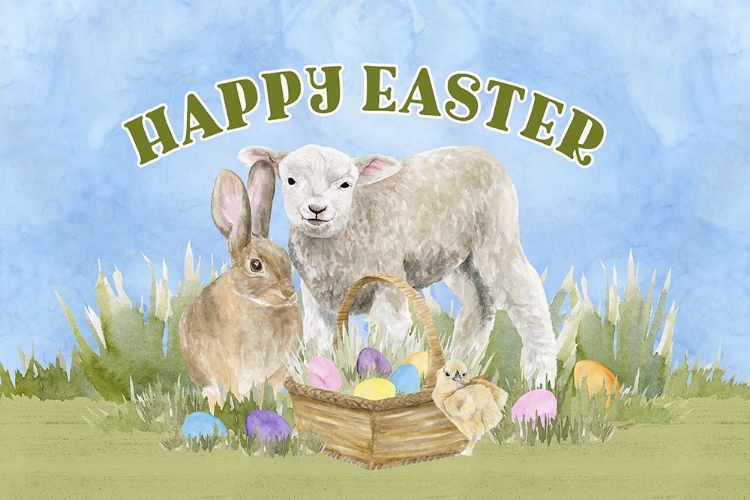 Picture of FARMHOUSE  EASTER SENTIMENT LANDSCAPE-HAPPY EASTER