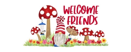 Picture of GARDENING GNOMES SENTIMENT PANEL II-WELCOME FRIENDS