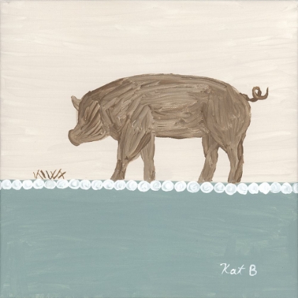 Picture of OUT  TO PASTURE III-BROWN PIG
