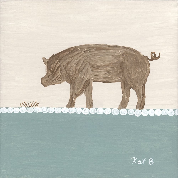 Picture of OUT  TO PASTURE III-BROWN PIG