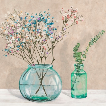 Picture of FLORAL SETTING WITH GLASS VASES I