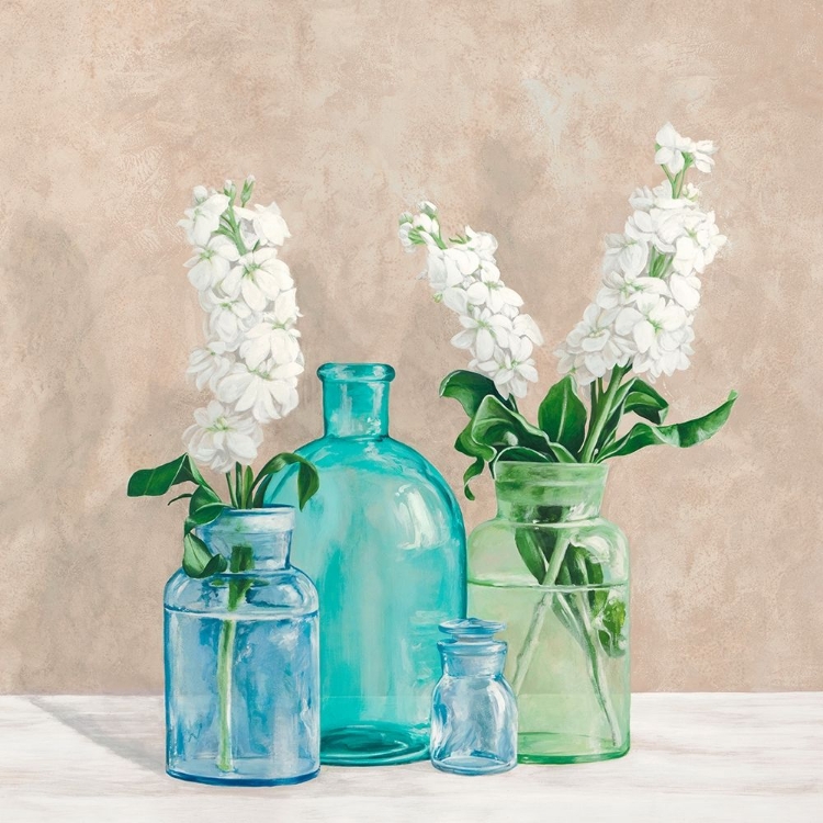 Picture of FLORAL SETTING WITH GLASS VASES II