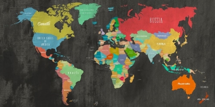 Picture of MODERN MAP OF THE WORLD  - CHALKBOARD-DETAIL