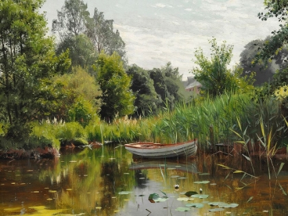 Picture of A FOREST LAKE WITH A ROWBOAT