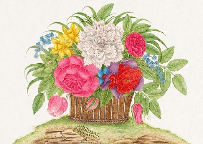 Picture of BASKET OF BLOOMING FLOWERS II