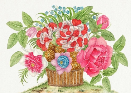 Picture of BASKET OF BLOOMING FLOWERS