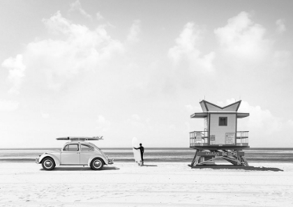 Picture of WAITING FOR THE WAVES-MIAMI BEACH - BW