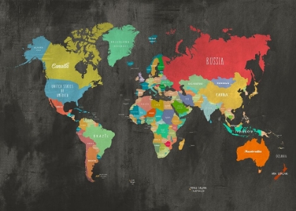 Picture of MODERN MAP OF THE WORLD - CHALKBOARD