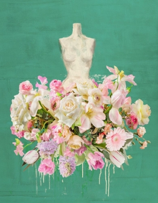 Picture of DRESSED IN FLOWERS I - GARDEN GREEN