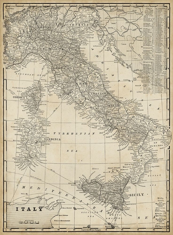 Picture of CUSTOM ANTIQUE MAP OF ITALY