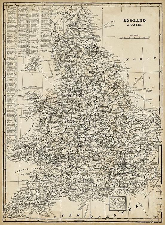 Picture of CUSTOM ANTIQUE MAP OF ENGLAND