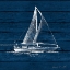 Picture of SAILBOAT ON BLUE WOOD