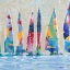 Picture of DOZEN COLORFUL BOATS SQUARE II