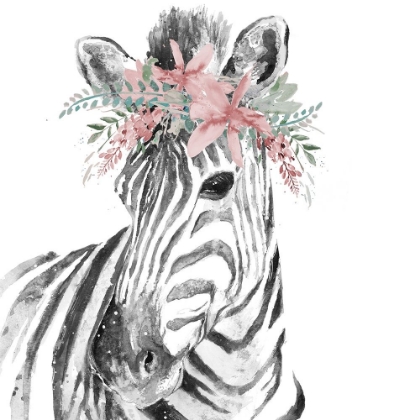 Picture of WATER ZEBRA WITH FLORAL CROWN SQUARE