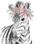 Picture of WATER ZEBRA WITH FLORAL CROWN SQUARE