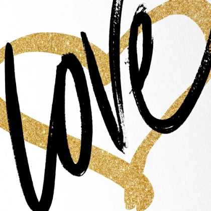 Picture of GOLD HEART BLACK SCRIPT LOVE