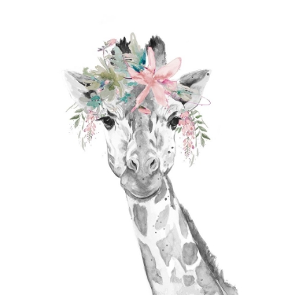 Picture of WATER GIRAFFE WITH FLORAL CROWN SQUARE