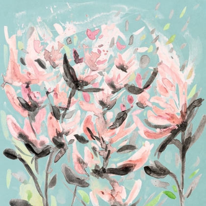 Picture of WILD FLOWERS ON TEAL