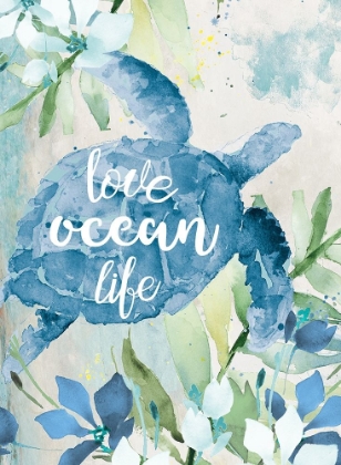 Picture of WATERCOLOR SEA TURTLE LOVE OCEAN LIFE