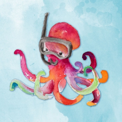 Picture of SNORKELING OCTOPUS ON WATERCOLOR
