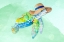 Picture of TURTLE WITH HAT ON WATERCOLOR (BLUE)